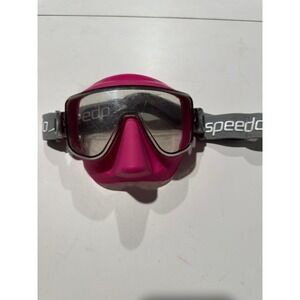 Speedo Snorkeling Mask Pink Gray Adjustable Strap Tempered Swim Dive Goggles